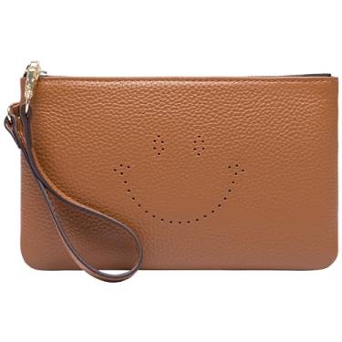 Imagem de DORIS&JACKY Bolsa feminina pequena de couro para celular com sorriso fofo, 4 - Marrom, Small