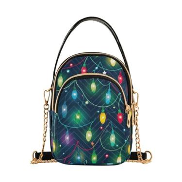 Imagem de Bolsa de ombro transversal com pintura de jardim com flores, bolsas transversais femininas, bolsas transversais modernas, Luzes coloridas festivas - 2, One Size
