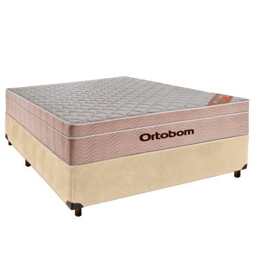 Imagem de Cama Box Perola Casal + Colchão Molas Ensacadas Airtech Ortobom