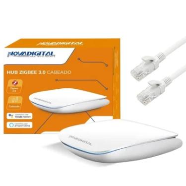 Imagem de Hub Central Zigbee Cabeado Conexão Rj45 Wi-fi Smart Life Tuya Compatível Alexa e Google Assistente Novadigital HNZ-CB