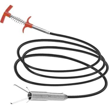 Imagem de TGBoBiFiveY Cobra de drenagem de 35,4 polegadas, ferramenta de remoção de entupimentos - Trado flexível para vaso sanitário, chuveiro, pia, banheira, removedor de entupimento de cabelo, limpador de