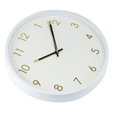 Imagem de Relógio de Parede 30cm Minimalista 6431 Cor:Branco - Livon, Branco