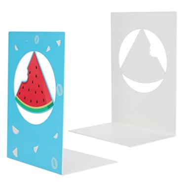 Imagem de ZJchao Estante de Livros de Metal Antiderrapante, Estável, Rolha de Livros, Resistente à Ferrugem, Organizador de Mesa para Casa, Escritório, Escola, Biblioteca, Ferro, 2 Peças, 6,0 (melancia)