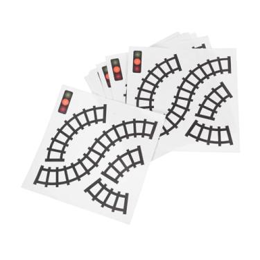 Imagem de Veemoon 10 adesivos de trilhos de trem para meninos e meninas, decalques de sinais de trânsito para salas de jogos, salas de aula e casa, arte de parede reutilizável não prejudicial para brincadeiras