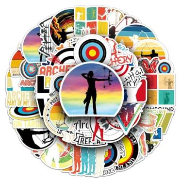 Imagem de Pacote com 50 adesivos de tiro com arco, garrafas de água, laptop, computador, guitarra, skate, hidroflasks, adesivos de vinil engraçados, à prova d'água, estéticos, modernos decalques para crianças