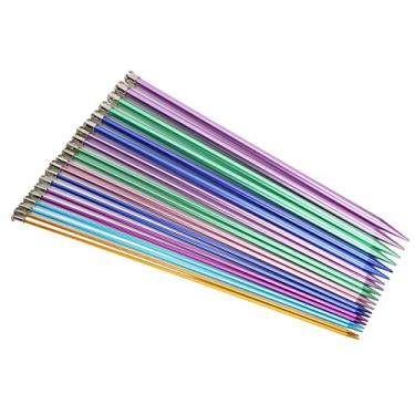 Imagem de Generic Agulhas de tricô Super Longas DIY Conjunto de Agulhas para Cachecol para Vários Projetos de tricô, Material de Alumínio, Colorido, 10 Pares para Tricotadores, Crochês, Iniciantes, 35 Cm de Comprimento