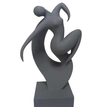 Imagem de Escultura Dança Decoração Elegância em Movimento - Abstrata Minimalista de Dança| Ideal para Sala de Estar, Escritório Moderno e Espaços de Yoga(Cinza Claro)