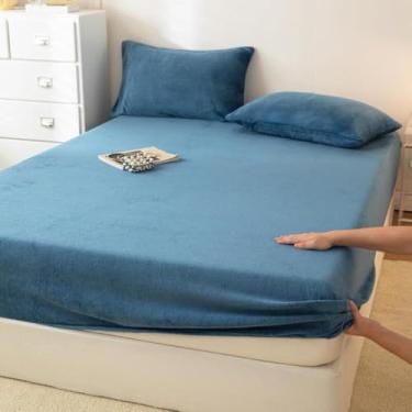Imagem de Lençol de baixo de pelúcia ultramacio com bolso profundo, capa protetora de colchão, conjunto de cama para todas as estações, elástico ultra elástico de 360 graus, para quartos tipo 10||180 x 200 cm