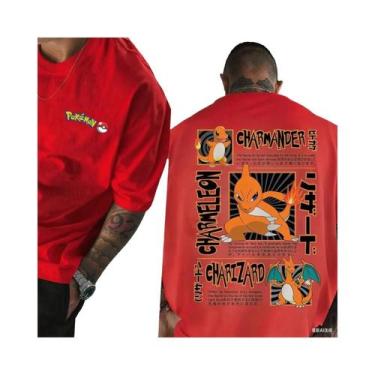 Imagem de Camiseta De Algodão Charmander Pokémon Com Logo Frontal E Arte De Evol