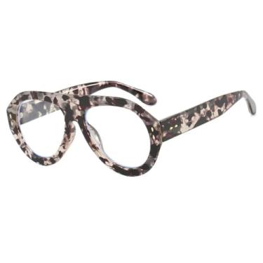 Imagem de Óculos de Sol UV400 - Tamanho Grande com Estampa de Leopardo Degradê e Hastes Largas para Homens e Mulheres, Ideais para Esportes ao Ar Livre, Corrida e Ciclismo, com Lentes Transparentes e Florais