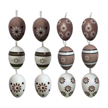 Imagem de oshhni Conjunto de 12 Ovos de Páscoa para Enfeites Pendurados, Enchimento de Cestas Decorativas, Decoração de Árvores, Ideal para Pintura e Artesanato