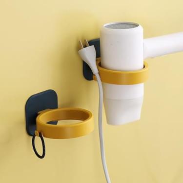 Imagem de Suporte de parede para secador de cabelo, suporte de secador de cabelo montado na parede para casa de banho, amarelo e verde