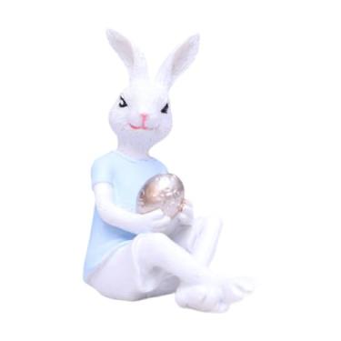 Imagem de FLCPJGV Estátua de da Páscoa, Decoração de Páscoa, Peça Central Colecionável, Enfeite de Mesa, Estatueta de para Prateleira ou Armário de Festas, Azul