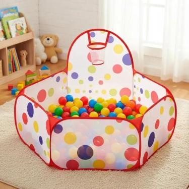 Imagem de Piscina De Bolinha Cesto de Basquete Telada Desmontável Piscina com Ce