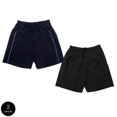 Imagem de Kit 2 Shorts Black Bear Bermudas Básicas Tactel Liso Lisa Masculina Casual-Masculino