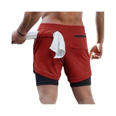 Imagem de Bermuda Masculina De Secagem Rápida 2 Em 1 Para Verão, Camada Dupla, P