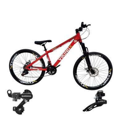 Imagem de Bicicleta 26 VikingX Tuff30 24v Cambios Shimano Pneu Slick Fino Preto1.50-Unissex