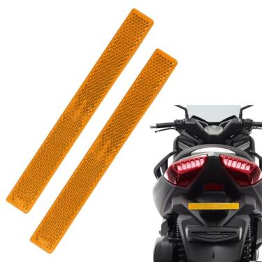 Imagem de Refletor retangular adesivo de 16,5 cm, motocicleta vermelha, refletores de segurança de visibilidade noturna para caixa de correio, carrinho de golfe, trailer, garagem, porta, ciclomotor (2 peças,