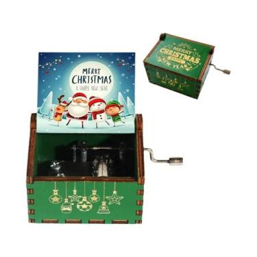 Imagem de Caixa De Música De Madeira Com Manivela, Papai Noel Congelado, Present
