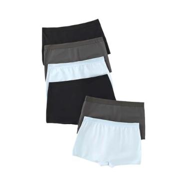 Imagem de Cuecas Boxer Femininas De Algodão, Pacote Com 6, Básicas, Não Entupem,