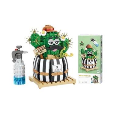 Imagem de Mini Cacto Em Vaso Blocos De Montar DIY Modelo 3D Planta Suculenta Orn