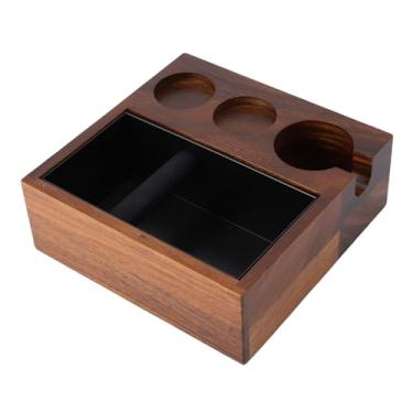 Imagem de Suporte de filtro de café, 4 em 1 caixa de café Espresso Tamper distribuidor de café e suporte de suporte de calcadeira base de madeira acessórios para máquina de café, para escritório em casa café