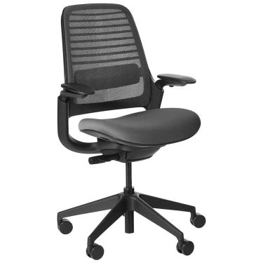 Imagem de Cadeira de Escritório Ergonômica Giratória com Encosto Médio, escuro, STEELCASE 435A00 5T29 5S25 6205 4ARM LUM CC, Cinza escuro