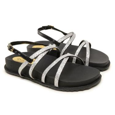 Imagem de Papete Rasteirinha Sandalia  Preta  Slide Adulto Menina Moda Blogueira