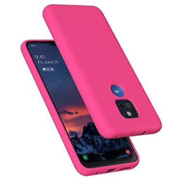 Imagem de E Segoi Capa para Moto G Play 2021, capa de borracha de gel de silicone líquido à prova de choque forro de microfibra macio compatível com Motorola Moto G Play 2021 16,5 cm (rosa choque)