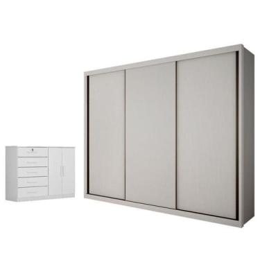 Imagem de Guarda Roupa Casal Palazzo e Cômoda Seul Neve - Novo Horizonte