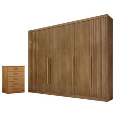 Imagem de Guarda Roupa Casal Ripado Bragança e Gaveteiro Suiça Cumaru 23 - Novo 