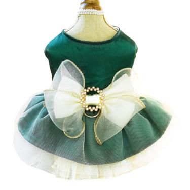 Imagem de ANIAC Vestido retrô de tule para cães com anel de coleira primavera verão roupas para filhotes de cachorro pequeno vestuário formal para animais de estimação vestido de formatura para casamento,