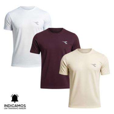 Imagem de Kit 3 Camisetas Diadora Small Logo Masculina - Off White e Branco P-Masculino