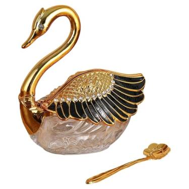 Imagem de ＫＬＫＣＭＳ Pote para açúcar e temperos em formato de cisne, organizador de armazenamento moderno e criativo com colher, ideal para restaurantes, Style B