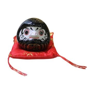 Imagem de Generic Cofrinho Daruma de Cerâmica, Boneco Daruma da Sorte, Decoração de Mesa, Estatueta Japonesa, para Café, Restaurante, Hotel, Bar ou Armário, Preto