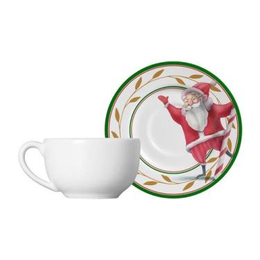 Imagem de Conjunto com 6 Xícaras de Chá com Pires Ho Ho Ho Natal 250ml - Alleanz
