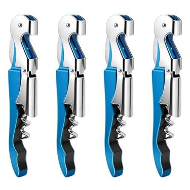 Imagem de Abridor de chaves de vinho, abridor de garrafa de vinho inoxidável para uso em casa, escritório, cozinha, restaurante, bar (4, azul)