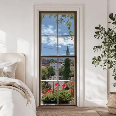 Imagem de arricraft 2 adesivos autoadesivos de porta, 80 cm x 199 cm a vista externa da janela a arquitetura e cenário natural adesivos de murais de porta PVC removível decoração para quartos sala de estar