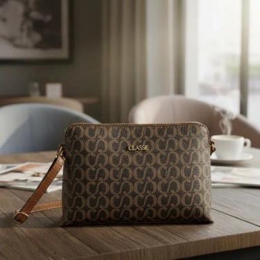 Imagem de Bolsa Feminina Classe Couro 2136 Marrom Moonocromática Couro Legítimo 