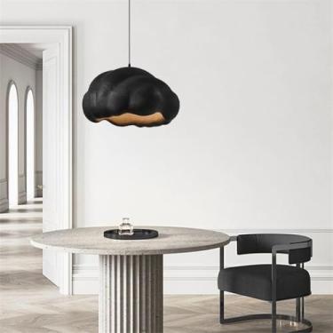 Imagem de Luminária pendente moderna para sala de jantar em estilo japonês Wabi-sabi, lustre criativo branco com aparência de cimento e concreto, base E27 para sala de jantar, cozinha, café, ilha de c