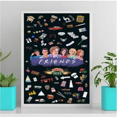 Imagem de Quadro Decorativo Friends Ícones 33x24cm - Moldura Branca