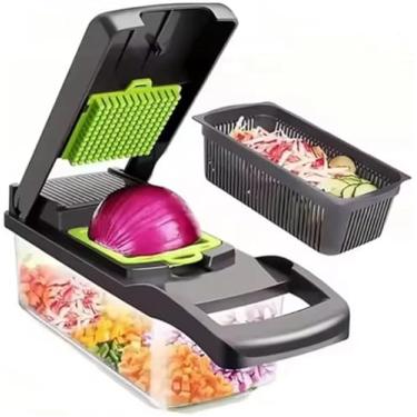 Imagem de Fatiador de Legumes 16 em 1 Cortador Ralador Picador Multifuncional Cozinha com Lâminas Inox