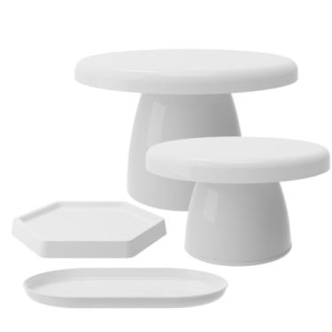 Imagem de Kit Festa com 1 Boleira Popi 18x11, 1 Mini cake 8x13, 1 Bandeja sextavada 16 e 1 Bandeja Popi 22(BR - BRANCO)