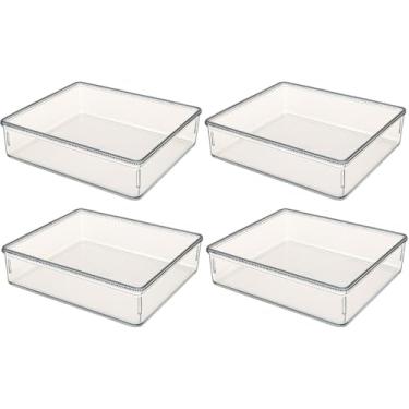 Imagem de Kit Organizador Modular Grande Multiuso Cristal Gaveta Maquiagem Geladeira 17,5x23,4x5,5(KIT 4)