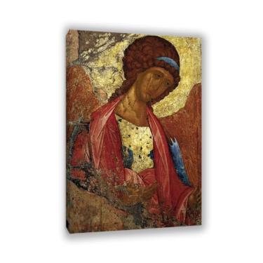 Imagem de Pôster impresso de São Miguel Arcanjo por Andrei Rublev Pintura Vintage Tela Andrei Rublev Arte de Parede Estética Presente de Feriado Decoração de Casa para Sala de Estar Igreja Moldura 105x70cm