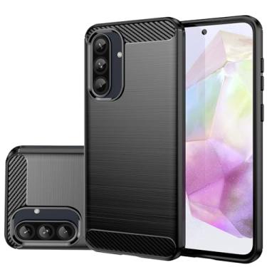 Imagem de Gufuwo Capa para Galaxy A56 5G, para Samsung A 56 SM-A566B, capa de telefone fina de fibra de carbono TPU macia capa protetora antiarranhões à prova de choque para Samsung Galaxy A56 5G preta