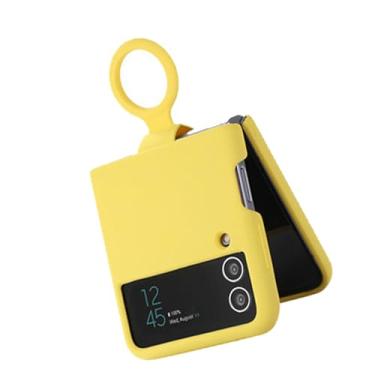 Imagem de Jiawu Slim Fit Capa de Telefone à Prova de Choque para Z Flip 3 5G 2021 Modelo Anti Arranhões Capa de Telefone de Carregamento Sem Fio (Amarelo)
