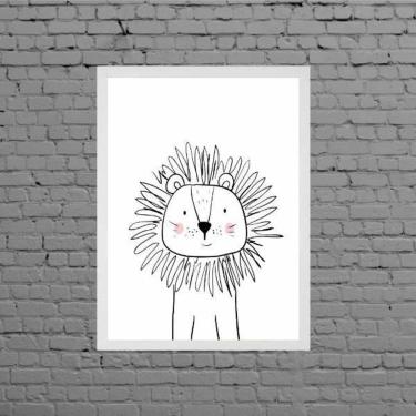 Imagem de Quadro Decorativo Infantil Leãozinho 33X24Cm - Com Vidro