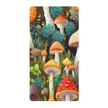 Imagem de Blueangle Lençol de berço padrão para berço infantil - Lençóis de algodão macio e respirável com aquarela e cogumelos (513)