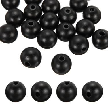 Imagem de PATIKIL 25 peças de contas pretas de madeira natural de 25 mm com furo de 5 a 6 mm, bolas espaçadoras soltas de madeira redondas inacabadas a granel para artesanato faça você mesmo, guirlanda, macramê